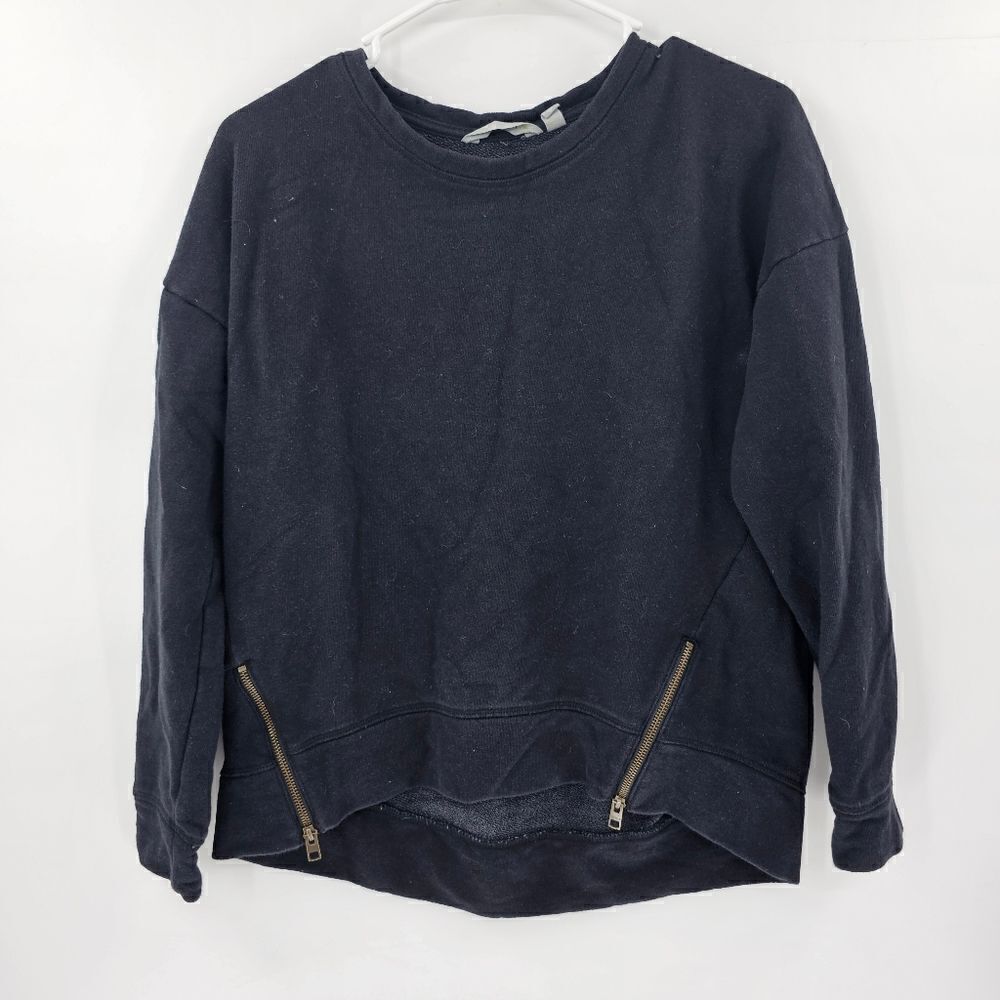 Athleta small pullover sweater sweatshirt black zipper gym workout
